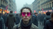 © Photobank - woman in rose-colored glasses on the street