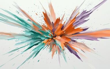 Aufkleber - Vibrant abstract explosion of colors on a white canvas portraying creativity and energy in an artistic expression