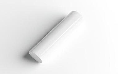 Poster - Simple white cylindrical object resting on a clean surface, displaying minimalistic design and modern aesthetic qualities in a well-lit environment
