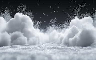 Poster - Misty clouds of white vapor rising softly over a dark background creating a serene and ethereal atmosphere