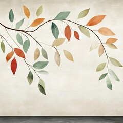 Poster - Decorative wall art featuring colorful leaves on a light background in a modern interior setting