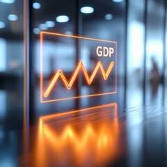 Poster - Dynamic financial data visualizations displayed on a transparent glass wall, illustrating market trends and economic insights.