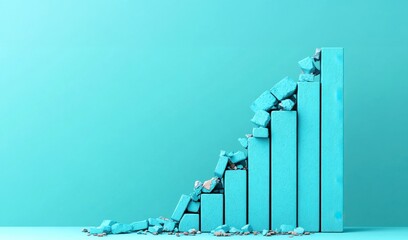 Aufkleber - Economic risk concept. A turquoise bar graph illustrating growth trends, with ascending bars and decorative elements, highlighting a positive direction in data representation.