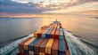 © Abubakar - Container Ship Sunset Ocean Voyage Global Trade Maritime Logistics