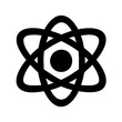 © mattbadal - Black and white atom icon, ideal for science or technology concepts.