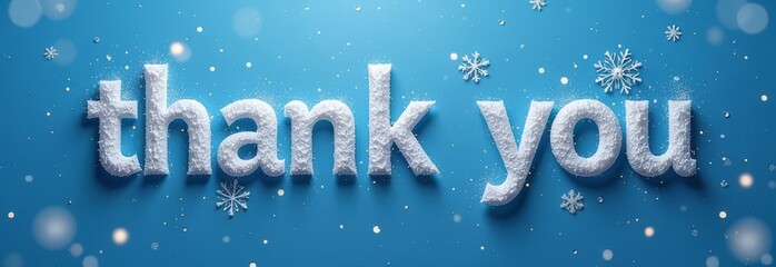 Poster - A blue background with snowflakes and the words 