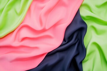 Sticker - Abstract composition featuring draped pink fabric with smooth gradients of dark navy blue and light green