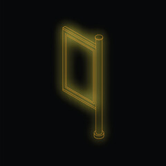 Poster - neon glowing yellow turnstile gate entrance access point icon on black background