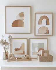 Wall Mural - Minimalist Neutral Tone Framed Wall Art and Decor in Modern Scandinavian Style Room : Generative AI