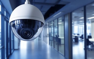 Aufkleber - Dome security camera in modern office environment for professional video monitoring : Generative AI