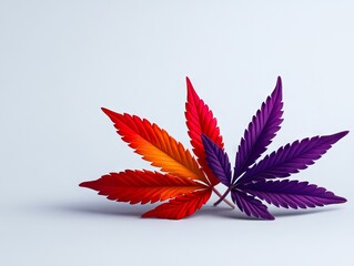 Wall Mural - A close up of a marijuana leaf on a white surface