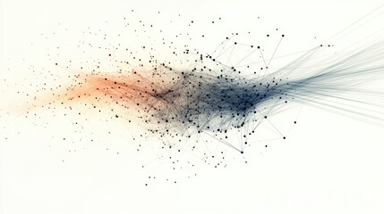 Fototapete - A detailed schematic representing a data cloud with thin lines extending outward, showcasing digital communication and connectivity. Generative AI