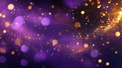 Wall Mural - abstract purple and gold bokeh background with sparkling particles.
