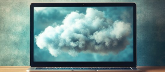 Poster - Clouds displayed on a laptop screen Mixed media concept