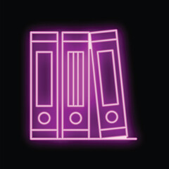 Poster - Neon office binders glowing on dark background, great illustration for office related concepts