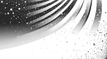 Poster - Line art illustration of a light halftone background suitable for web design Features a white and grey half tone pattern enhanced with stars and gradient lines