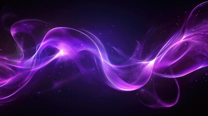 Poster - abstract line art illustration featuring a curved pattern with a glowing purple design set against a