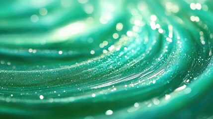 Poster - bright abstract green background with shimmering glitter in a line art style