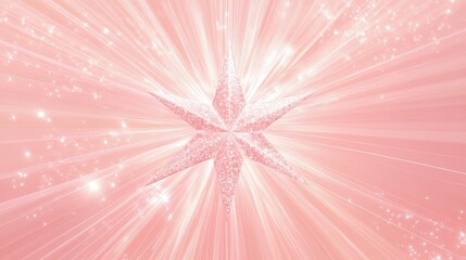 Poster - line art illustration of a fractal explosion star featuring gloss and lines set against a pink backg