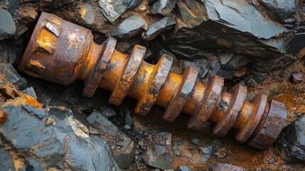 Wall Mural - Rugged Auger in Earthy Quarry Site Texture