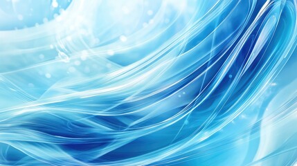 Poster - Line art illustration featuring an abstract blue background with digital waves and motion blur effects