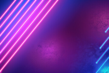 Poster - Vivid neon lines in pink and blue streak across a dark background, providing an energetic and modern ambiance perfect for artistic designs or event settings