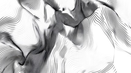 Poster - abstract black and white striped background in a line art style