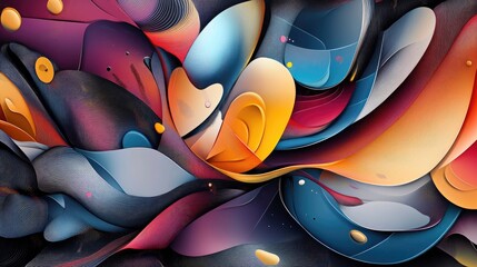 Poster - Colorful abstract design with dynamic line art illustration
