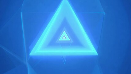 Poster - abstract blue background with moving and rotating triangle shapes generative ai