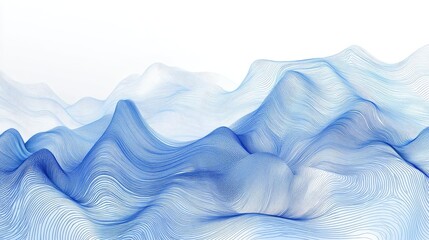 Poster - abstract blue wave background in line art illustration