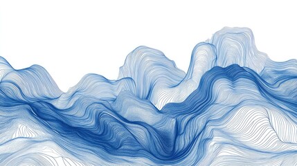 Poster - abstract blue wave background in line art illustration