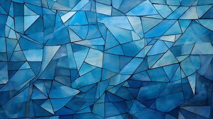 Poster - Blue Triangular Shapes Form a Cool and Mesmerizing Geometric Pattern
