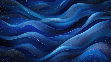 Poster - Vibrant abstract blue backdrop featuring sparkling glitter elements in a line art style