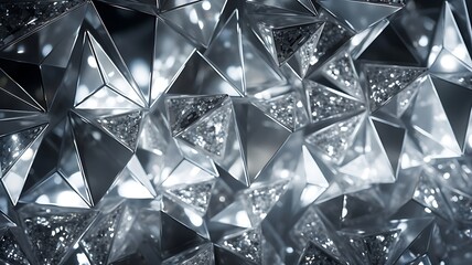 Poster - Silver Triangular Shapes Create an Elegant and Mesmerizing Abstract Design
