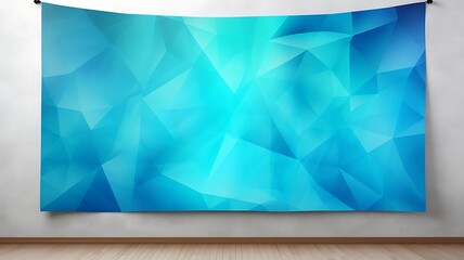Poster - Cyan Triangular Shapes Form an Intricate and Vibrant Geometric Pattern
