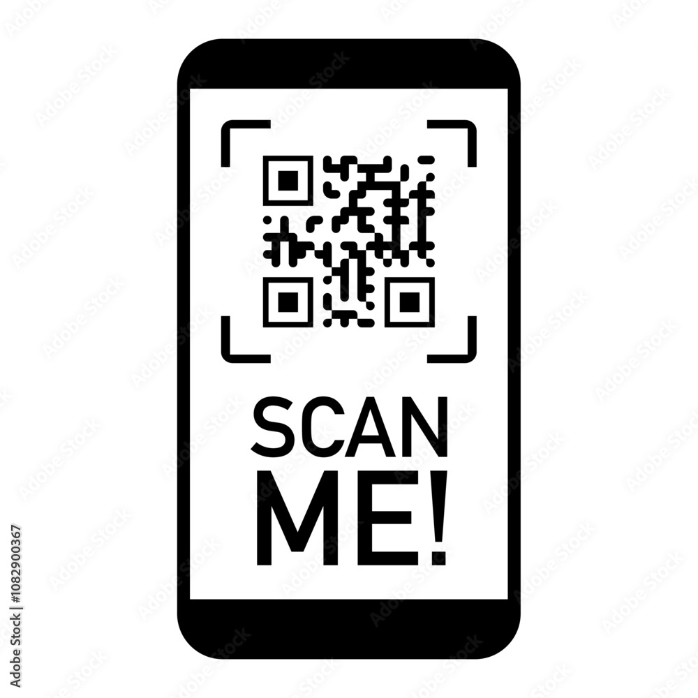 QR code scan icon black color for mobile app and payment vector Stock ...