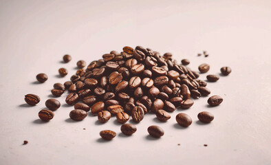 Aufkleber - Pile of coffee beans on a white surface
