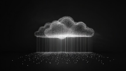 Fototapete - This graphic illustrates a data cloud with fine lines radiating outward, symbolizing the flow of information and digital connections. Generative AI