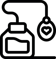 Poster - Perfume bottle connected by a string to a heart shaped pendant, representing the association between fragrance and love