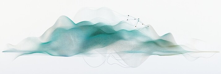 Fototapete - A data cloud schematic showcases a network of thin lines stretching outward, representing connectivity in a digital environment. Generative AI
