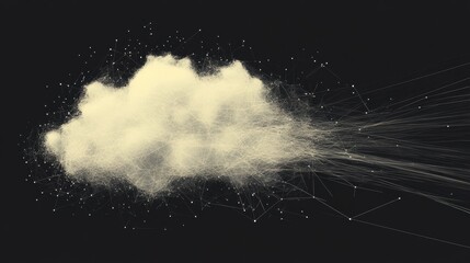 Fototapete - This visual depicts a data cloud with interconnected lines radiating outwards, symbolizing information exchange and digital networks. Generative AI