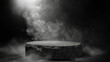 © ImagineThatStudios - A dark grey stone pedestal in the center with smoke effects for product placement