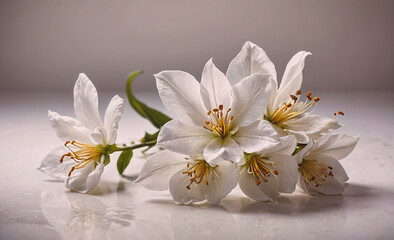 Poster - Bouquet of white flowers with yellow tips