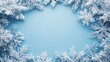 © Agnieszka - Pastel blue christmas background with snowflake border for text
