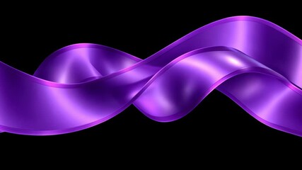 Wall Mural - A purple satin ribbon flows gracefully against a black background