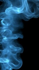 Wall Mural - blue smoke rising against a black background