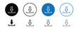 © Tanveer Hussain Mirz - Set of 8 'download button' icons, 1 unexpanded, 1 silhouette - Sleek download button icon featuring downward arrow perfect for file transfer and digital issues n projects