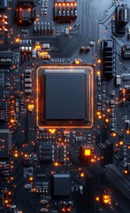 Poster - Close-up view of an illuminated computer circuit board
