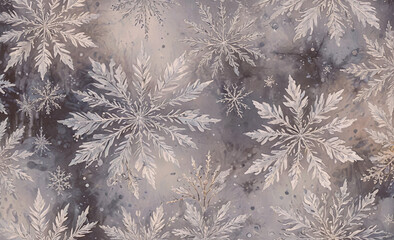 Poster - Snowflake pattern is shown on a gray background
