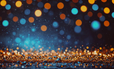 Poster - Blue and orange background with many small circles